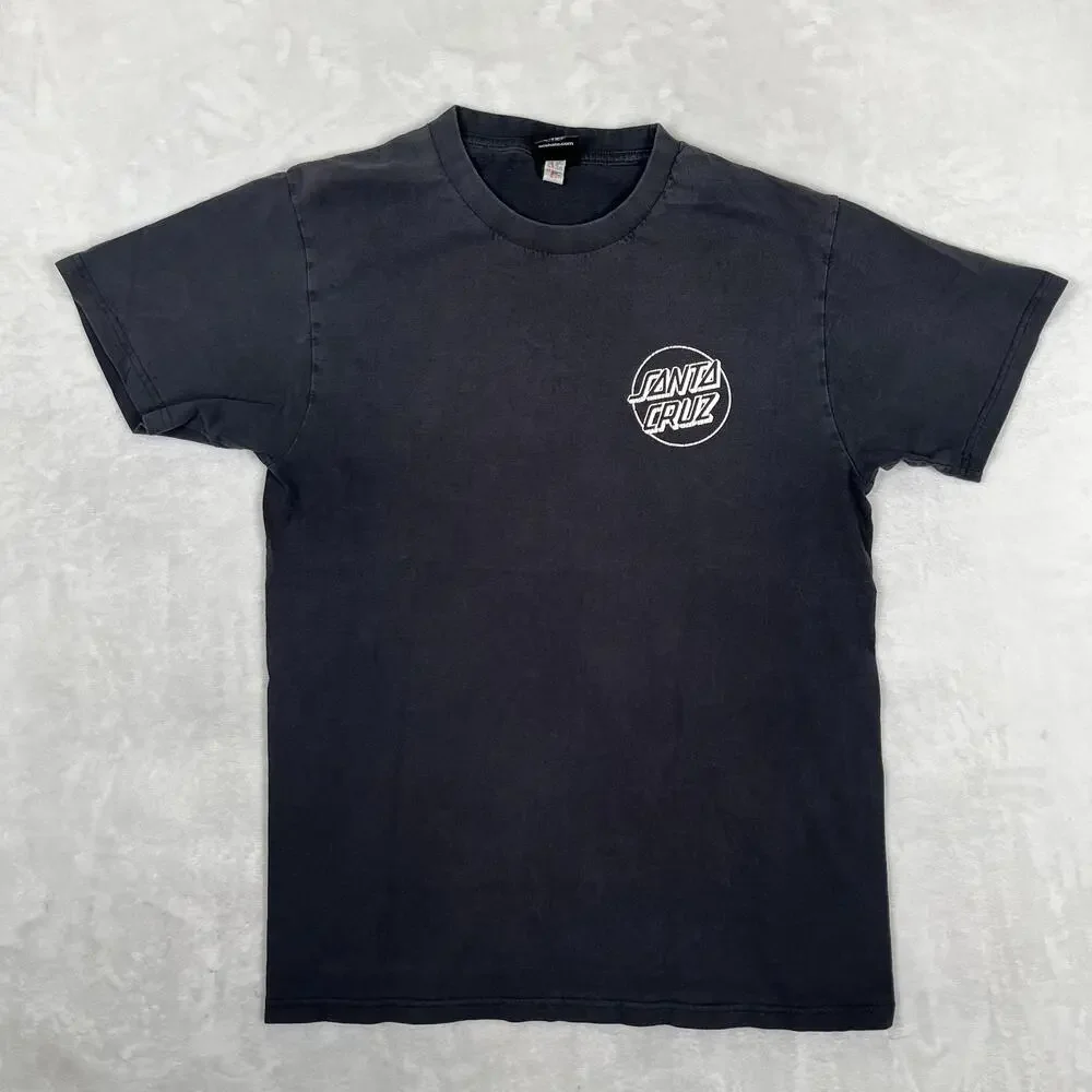Vintage Santa Cruz T-Shirt Mens Medium Black Back Graphic Skateboarding Faded